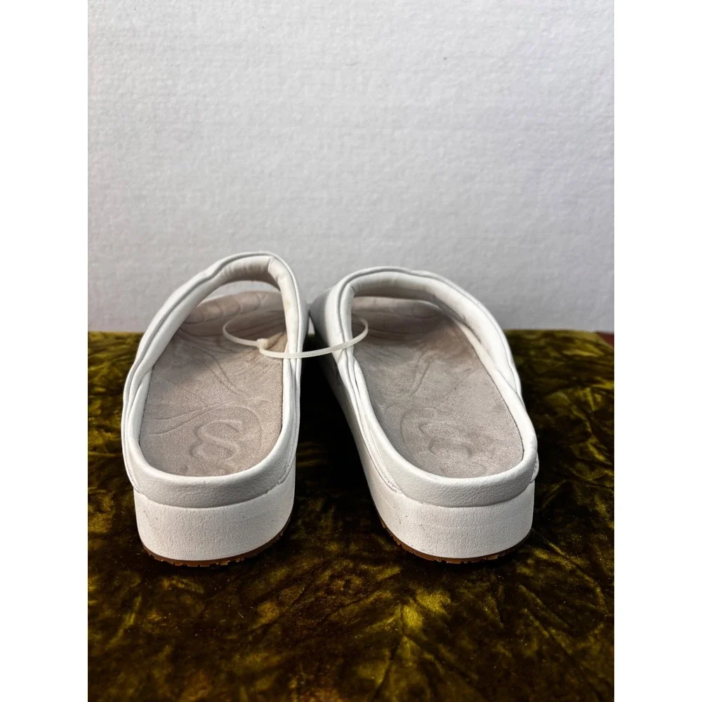 SAYSH Scia Slide Sandal White Leather Platform Comfort Slip On Shoes Size 7 NWOB